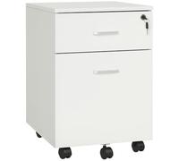 Vinsetto Cassettiera Ufficio 2 Cassetti 5 Ruote in Legno 40x49x58 cm Bianco