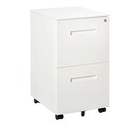Vinsetto Cassettiera Ufficio con Ruote e 2 Cassetti 39x48x67cm Bianco