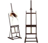 Vinsetto Cavalletto in legno regolabile in altezza 171-230cm Cavalletto per pittura con contenitore inclinabile fino a 80° marrone