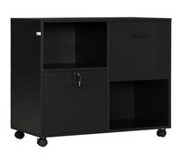 Vinsetto Mobile da Ufficio con 2 Cassetti Porta Documenti e Ripiani, Ruote con Blocco, 80x40x66cm, Nero Aosom