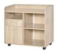 Vinsetto Mobile Porta Stampante, Mobile Ufficio, Mobiletto Basso, Mobile Multiuso con 4 Ruote, Rovere, 80x40x72cm