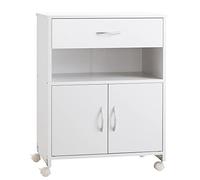Vinsetto Mobile Porta Stampante con Cassetto 4 Ruote 60x39x80cm Bianco