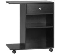 Vinsetto Mobile Porta Stampante in Legno Nero con 1 Cassetto, 2 Ripiani e Mensola CPU, per Ufficio 60x40x68.5cm