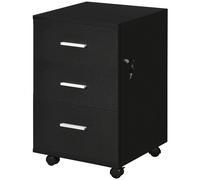 Vinsetto Cassetto da scrivania per ufficio, su ruote, 3 cassetti bloccabili, 40 x 40 x 61,5 cm, colore: Nero