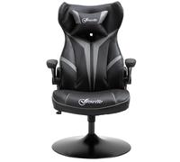 Vinsetto Poltrona da gaming sedia da gioco gaming girevole a 360° ergonomica altezza regolabile braccioli ribaltabili cuscino poggiatesta incluso rivestimento similpelle 67 x 70 x 106-112 cm grigio ch