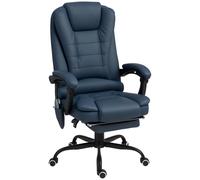 Vinsetto Poltrona da Ufficio con 7Punti Massaggianti e Poggiapiedi, ergonomica e regolabile, in PU e Acciaio, 67x67x111-121cm, Blu Aosom Italy