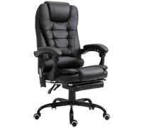 Vinsetto Poltrona da Ufficio con 7Punti Massaggianti e Poggiapiedi, ergonomica e regolabile, in PU e Acciaio, 67x67x111-121cm, Nero Aosom Italy