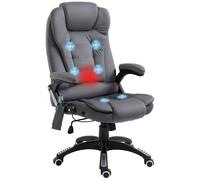 Vinsetto Poltrona da Ufficio con Funzione Massaggiante & Riscaldante, ergonomica, regolabile in altezza, Grigio scuro