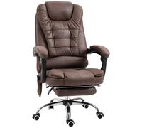 Vinsetto Poltrona da Ufficio con Telecomando e 6 Punti di Massaggio, in Microfibra, 65x70x111-119 cm, Marrone Aosom Italy