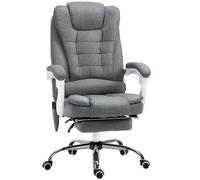 Vinsetto Poltrona da Ufficio con Telecomando e 6 Punti di Massaggio, in Tessuto misto velluto e lino, 67x79x111-121 cm, Grigio Aosom Italy