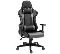 Vinsetto Poltrona da Ufficio Ergonomica, Sedia Gaming Girevole, in Pelle PU e Schiuma, 67,5x74x126-136 cm, Nero Aosom Italy