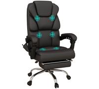 Vinsetto Poltrona da Ufficio Massaggiante con Altezza Regolabile, Schienale Inclinabile e Poggiapiedi, in Similpelle, Marrone Aosom