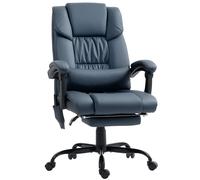 Vinsetto Poltrona da ufficio massaggiante, con poggiapiedi, altezza regolabile, schienale reclinabile e telecomando, 66x75x122cm, Blu Aosom Italy