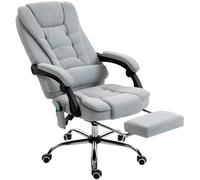 Vinsetto Poltrona da Ufficio Massaggiante e Riscaldante, Sedia da Ufficio, Altezza Regolabile, Schienale Reclinabile, 65x70x111-119 cm, Grigio Aosom Italy