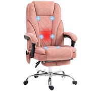 Vinsetto Poltrona da ufficio massaggiante e riscaldante, sedia da ufficio, sedia ergonomica con altezza regolabile, schienale reclinabile, telecomando cablato, poggiapiedi retrattile e girevole a 360°