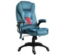 Vinsetto Poltrona da ufficio massaggiante e riscaldante, sedia da ufficio, sedia ergonomica con altezza regolabile, schienale reclinabile e telecomando filare, girevole a 360° tessuto di poliestere bl