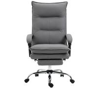 Vinsetto Poltrona da Ufficio Massaggiante e Riscaldata, Reclinabile a 155° con Poggiapiedi Estensibile, Grigio Aosom Italy