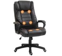 Vinsetto Poltrona da ufficio massaggiante poltrona da ufficio ergonomica grande comfort altezza regolabile funzione schienale a dondolo rivestimento sintetico marrone