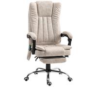 Vinsetto Poltrona da Ufficio Massaggiante Riscaldante, Altezza Regolabili, Sedie con Poggiapiedi Retrattile, 62x67x113-120cm, Crema Aosom Italy
