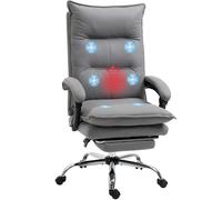 Vinsetto Poltrona da Ufficio Massaggiante Riscaldata Reclinabile con Poggiapiedi