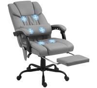 Vinsetto Poltrona Massaggiante e Reclinabile ad Altezza Regolabile con Poggiapiedi, Poltrona Imbottita in Finta Pelle e Metallo, 66x75x112-122 cm, Grigio