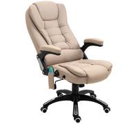 Vinsetto Sedia da Ufficio Massaggiante 6 punti – Vibrante, Riscaldata, Reclinabile – Beige