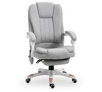 Vinsetto Poltrona Massaggiante, Sedia Ufficio, Sedia Gaming, Poliestere, Schiuma, Nylon, Grigio, 66 x 63 x 107-115 cm
