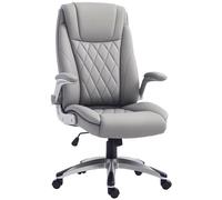 Vinsetto Poltrona Ufficio Imbottita con Braccioli RIbaltabili e Altezza Regolabile, Sedia da Ufficio con Ruote, 69.5x76x113-121cm, Grigio Aosom Italy