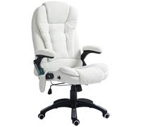 Vinsetto Poltrona Ufficio Massaggiante con Altezza Regolabile e Telecomando, sedia Ergonomica in Tessuto Lino, 67x74x107-116cm, Bianco Aosom Italy