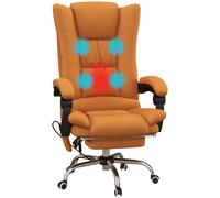 Vinsetto Poltrona Ufficio Massaggiante Riscaldata e Reclinabile Marrone Chiaro