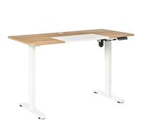 Vinsetto Scrivania elettrica da tavolo con motore, regolabile in altezza, scrivania da ufficio, in truciolato naturale e bianco, 140 x 70 x 72-116 cm