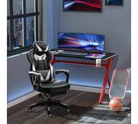 Vinsetto sedia da corsa ergonomica schienale reclinabile 65x70x118,5-126,5cm bianco