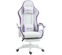 Vinsetto Sedia da Gaming Altezza Regolabile e Schienale Reclinabile Bianco