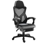 Vinsetto Sedia da Gaming con Schienale e Altezza regolabile, Ruote girevoli e Poggiapiedi, 58x72x108-118 cm, Grigia e Nera