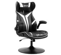 Vinsetto Sedia da gaming ergonomica per computer con funzione a bilanciere, regolabile in altezza, in acciaio nero+bianco, 67 x 70 x 106-112 cm