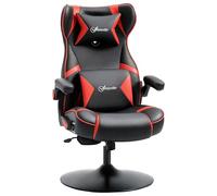 Vinsetto sedia da gioco con funzione dondolo, sedia da ufficio regolabile in altezza, sedia ergonomica per computer con altoparlante, supporto lombare e cervicale per sala giochi in ecopelle