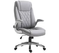 Vinsetto Sedia da Scrivania Girevole Altezza Regolabile con Imbottitura e 5 Ruote, in Finta Pelle e Gommapiuma, 70x71x113-121 cm, Grigio