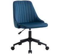 Vinsetto Sedia da Scrivania Girevole Ergonomica con Rotelle ed Altezza Regolabile, Sedia da Ufficio in Tessuto Effetto Velluto, Blu Aosom Italy