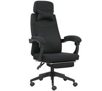 Vinsetto Sedia da ufficio alto comfort schienale regolabile poggiapiedi 360° ruote lino 62 x 68 x 127 cm nero