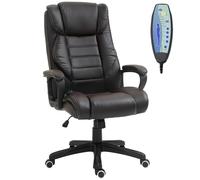 Vinsetto Sedia da ufficio con funzione massaggio, poltrona direzionale regolabile in altezza, sedia girevole ergonomica, 6 punti di vibrazione, Marrone Aosom Italy