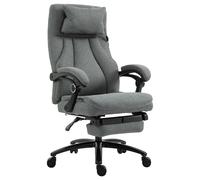 Vinsetto Sedia da ufficio con massaggi, poltrona direzionale regolabile in altezza, sedia gaming con funzione massaggiante, sedia girevole ergonomica, poltrona massaggiante, Tessuto in simil lino, Gri