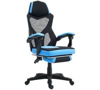 Vinsetto Sedia da ufficio con poggiapiedi 58x63x112-122cm Blu-Nero | Sedia gaming, regolabile in altezza, schienale, ruote girevoli, tessuto mesh