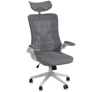 Vinsetto Sedia da Ufficio con Poggiatesta 65x64x120-130 cm Grigio e Bianco