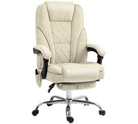 Vinsetto Sedia da Ufficio con Telecomando e Poggiapiedi Estraibile, Poltrona Massaggiante con Schienale Reclinabile, 67x72x119 cm, Beige Aosom Italy