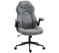 Vinsetto Sedia da Ufficio Ergonomica con Altezza Regolabile e Braccioli Ribaltabili, Sedia Reclinabile a 5 Ruote, 65.5x69.5x112-122 cm, Grigio Chiaro