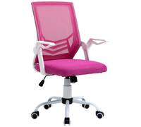 Vinsetto Sedia da Ufficio Ergonomica con Supporto Lombare 120kg Rosa | Braccioli Pieghevoli, Sedia da Scrivania Girevole, Rete Traspirante, Schienale Reclinabile, Altezza Regolabile