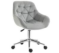 Vinsetto Sedia da Ufficio Ergonomica Girevole con Altezza Regolabile e Ruote, Rivestimento in Velluto, 59x58x80-90cm, Grigio