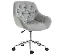 Vinsetto Sedia da Ufficio Ergonomica Girevole con Altezza Regolabile e Ruote, Rivestimento in Velluto, 59x58x80-90cm, Grigio Aosom