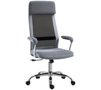 Vinsetto Sedia da Ufficio Ergonomica Girevole con spessa imbottitura e rivestimento in tessuto, Altezza Regolabile e Dondolamento,Grigio Aosom Italy