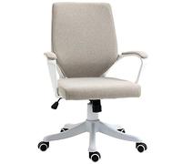 Vinsetto Sedia da Ufficio Ergonomica in Lino con Altezza Regolabile, Beige